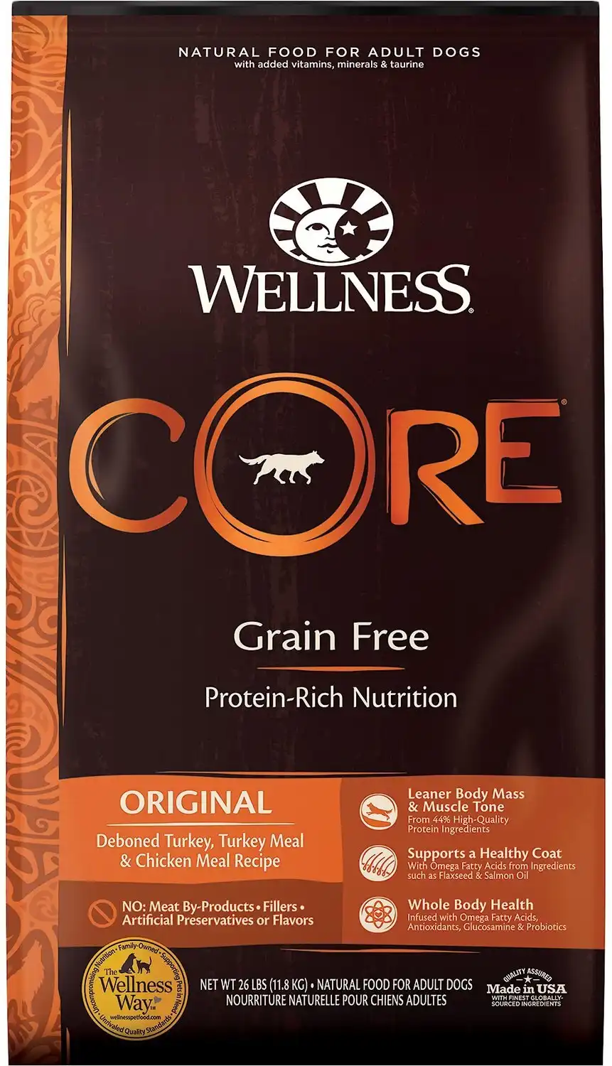 Wellness CORE Grain-Free Original Pienso deshuesado de Pavo, Harina de Pavo y Harina de Pollo