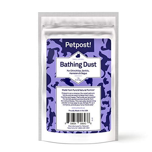 Petpost - Polvo de baño de chinchilla para animales pequeños - Arena de piedra pómez natural y pura para la limpieza de mascotas pequeñas, degrus y jerbos (1 lb.)
